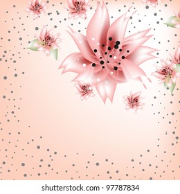 Wedding card or invitation with abstract floral background. Greeting card in grunge or retro style. Elegance Seamless pattern with flowers roses, floral illustration in vintage style Valentine.