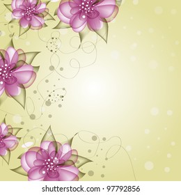 Wedding card or invitation with abstract floral background. Greeting card in grunge or retro style. Elegance Seamless pattern with flowers roses, floral illustration in vintage style Valentine.