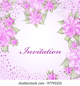 Wedding card or invitation with abstract floral background. Greeting card in grunge or retro style. Valentine.