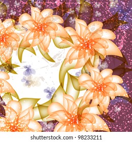 Wedding card or invitation with abstract floral background. Greeting card in grunge or retro style. Elegance Seamless pattern with flowers roses, floral illustration in vintage style Valentine.