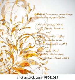 Wedding card or invitation with abstract floral background. Greeting card in grunge or retro style. Elegance pattern with flowers roses, floral illustration in vintage style Valentine