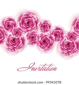 Wedding card or invitation with abstract floral background. Greeting card in grunge or retro style. Elegance pattern with flowers roses, floral illustration in vintage style Valentine