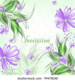 Wedding card or invitation with abstract floral background. Greeting card in grunge or retro style. Elegance pattern with flowers roses, floral illustration in vintage style Valentine