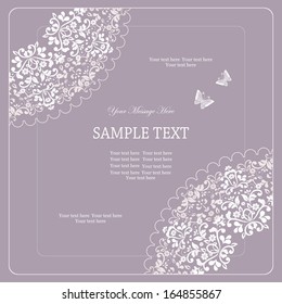 Wedding card or invitation with abstract violet background 