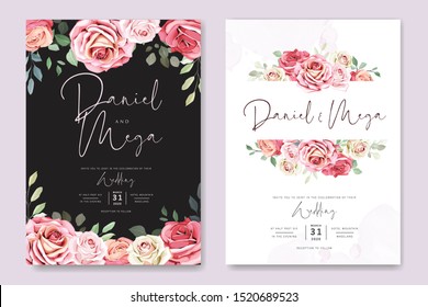 wedding card and invitation card with beautiful roses template