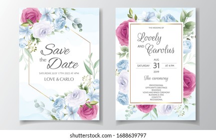 Wedding card and invitation card with beautiful roses template