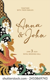 Einladung zur Hochzeitskarte mit schönem Batik-Design