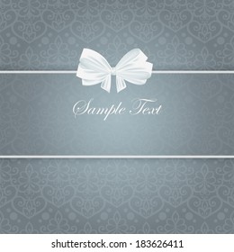 Wedding card for invitation with bow and panel 