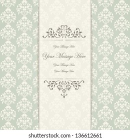 Wedding card or invitation with damask background. eps10