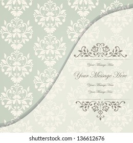 Wedding card or invitation with damask background. eps10