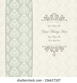 Wedding card or invitation with damask background. eps10