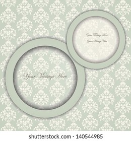 Wedding card or invitation with damask background. eps10