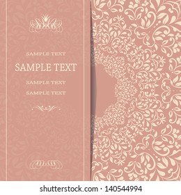 Wedding card or invitation with damask background. eps10