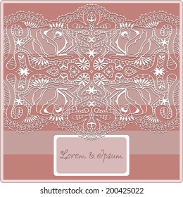 Wedding card, invitation card design, frame border lace pattern, decorative ornamental background