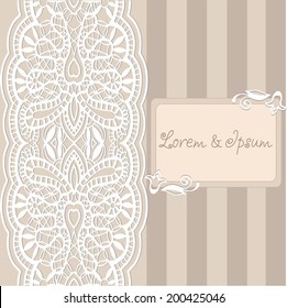 Wedding card, invitation card design, frame border lace pattern, decorative ornamental background
