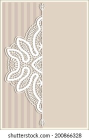 Wedding card, invitation card design, frame border lace pattern, decorative ornamental background