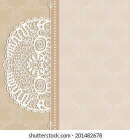 Wedding card, invitation card design, frame border lace pattern, decorative ornamental background