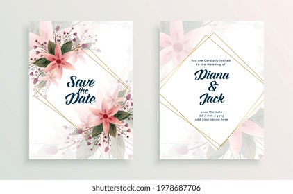 wedding card invitation design template with flowers