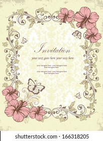 Wedding card or invitation with floral background