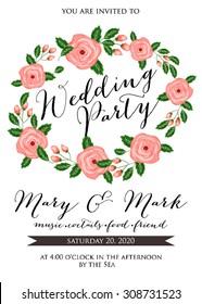 Wedding card or invitation with floral background