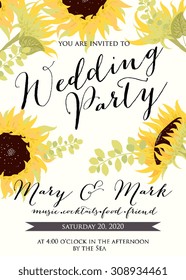 Wedding card or invitation with floral background