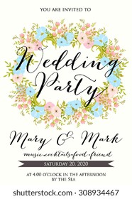 Wedding card or invitation with floral background