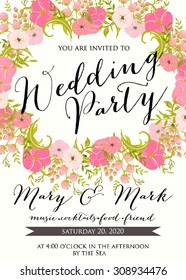 Wedding card or invitation with floral background