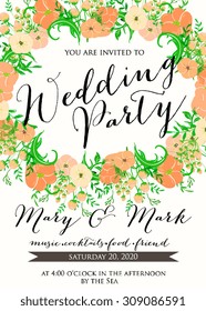 Wedding card or invitation with floral background