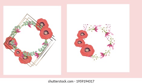 wedding card or invitation, floral frames