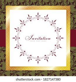 Wedding card or invitation with floral ornament background.Perfect as invitation or announcement.