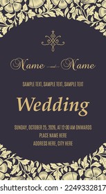 Wedding card or invitation with floral ornament background. Perfect as invitation or announcement.