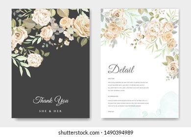 wedding card and invitation card with floral template