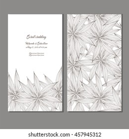 Wedding card or invitation with flowers background.