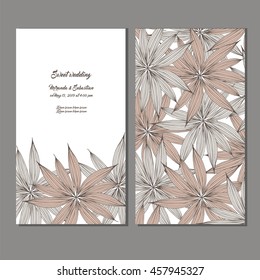 Wedding card or invitation with flowers background.