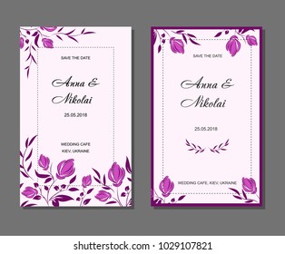 wedding card invitation flowers pink bloom buds