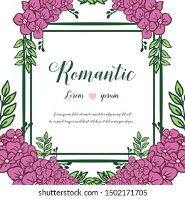 Wedding card or invitation romantic with abstract purple floral frame. Vector