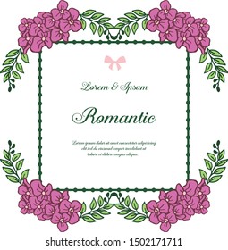 Wedding card or invitation romantic with abstract purple floral frame. Vector