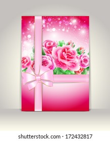 Wedding card or invitation with roses