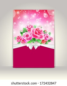 Wedding card or invitation with roses