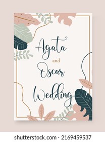 Wedding card, invitation. Template for wedding decor.