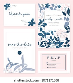 wedding card invitation template with flower
