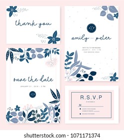 wedding card invitation template with flower