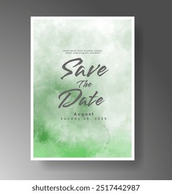 Plantilla de invitación de tarjeta de Boda con salpicadura de acuarela pintada a mano