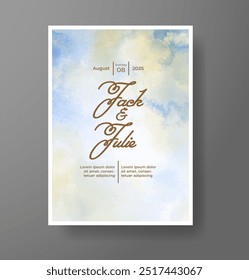 Einladungsvorlage für Hochzeitskarte mit handgemaltem Aquarellspritzer