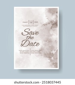 Plantilla de invitación de tarjeta de Boda con salpicadura de acuarela pintada a mano
