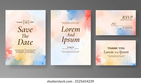 Einladungsvorlage für Hochzeitskarte mit handgemaltem Aquarellspritzer