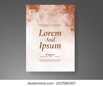 Wedding card invitation template with hand painted watercolor splash