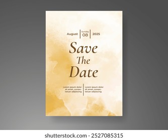Einladungsvorlage für Hochzeitskarte mit handgemaltem Aquarellspritzer