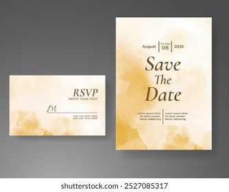Plantilla de invitación de tarjeta de Boda con salpicadura de acuarela pintada a mano
