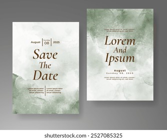 Wedding card invitation template with hand painted watercolor splash